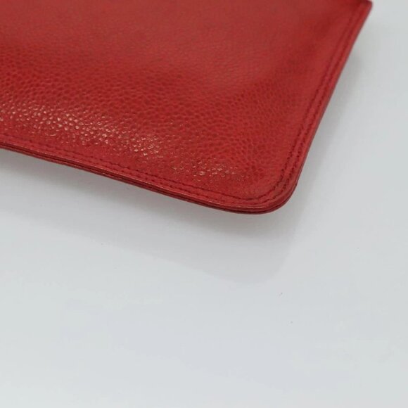 CHANEL Grained Calf Skin Backpack Grained Calf Skin Red Gold CC Auth 127574 main image 7